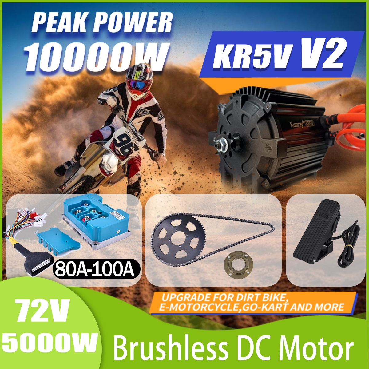 Ebike Conversion Kit 72V 3000W - KR5V 레이저 모터 더트 바이크 개조