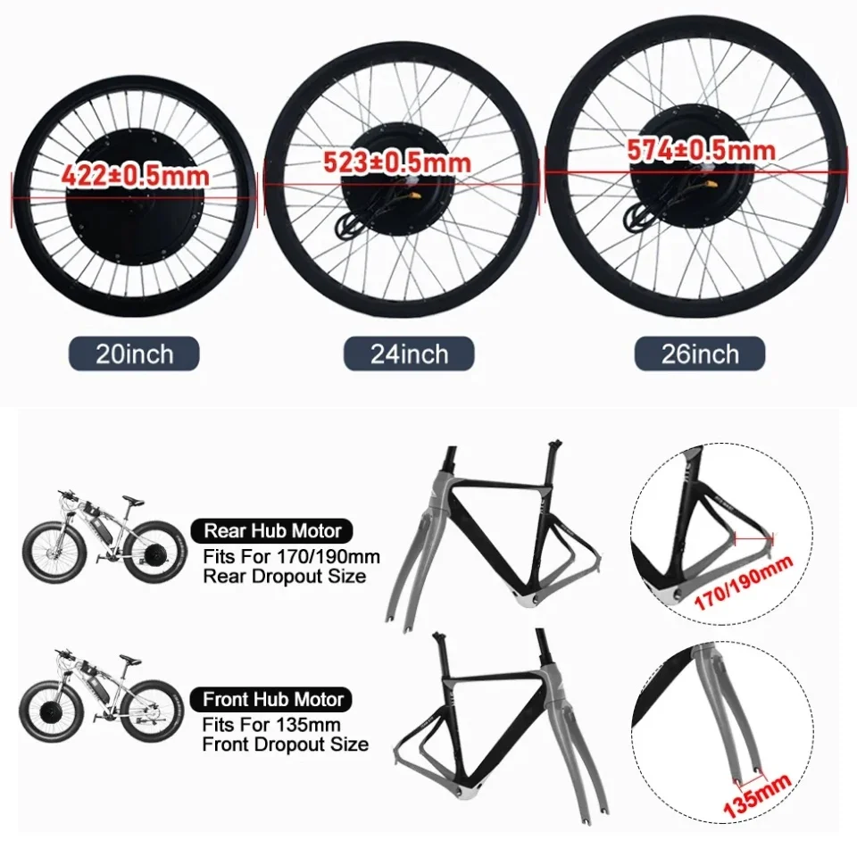 72V 3000W 스노우 바이크 개조 키트, 20/26 - Ebike Conversion Kit 72V 3000W 리뷰 및 가격